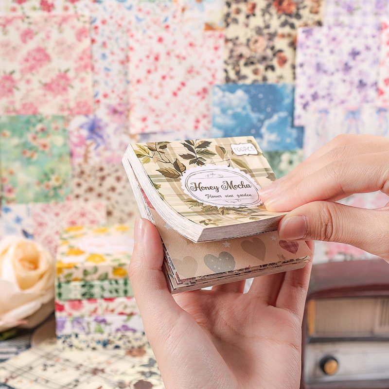 100pcs/pack Bewitching Flower Cranberry Garden Handbook Stickers Material Book Vintage Sticky Notes No Adhesive Material Paper