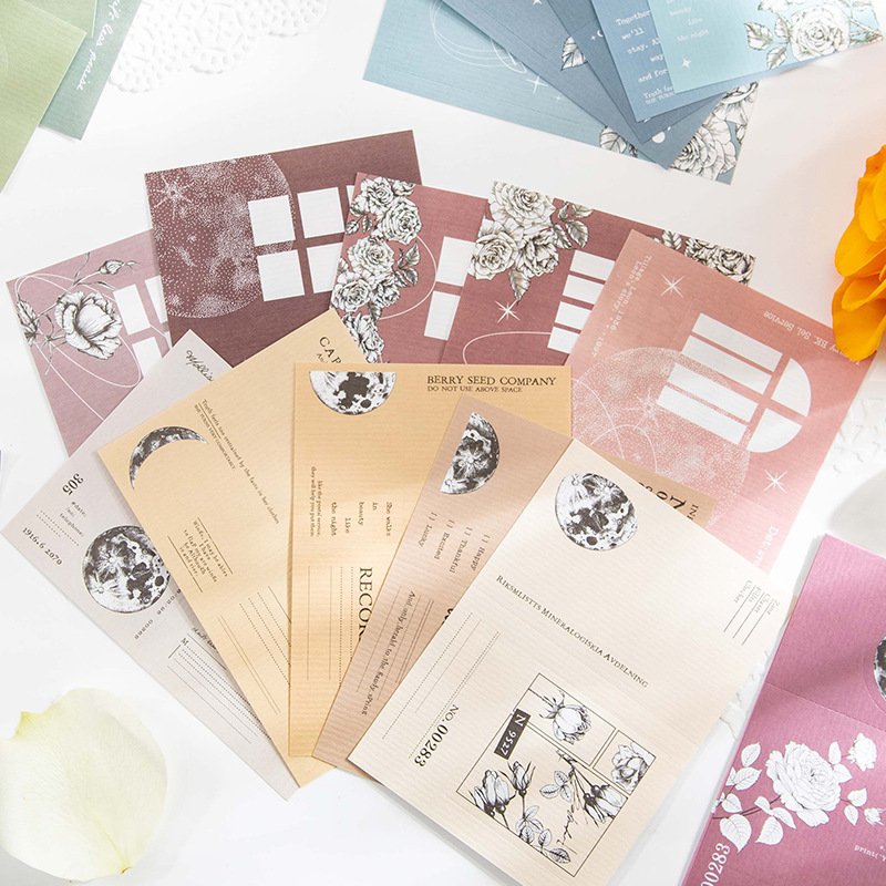 20 Pieces/Pack Note Romantic Warm MOON Series Light Retro Creative Collage DIY Notebook Material Paper 6 Models