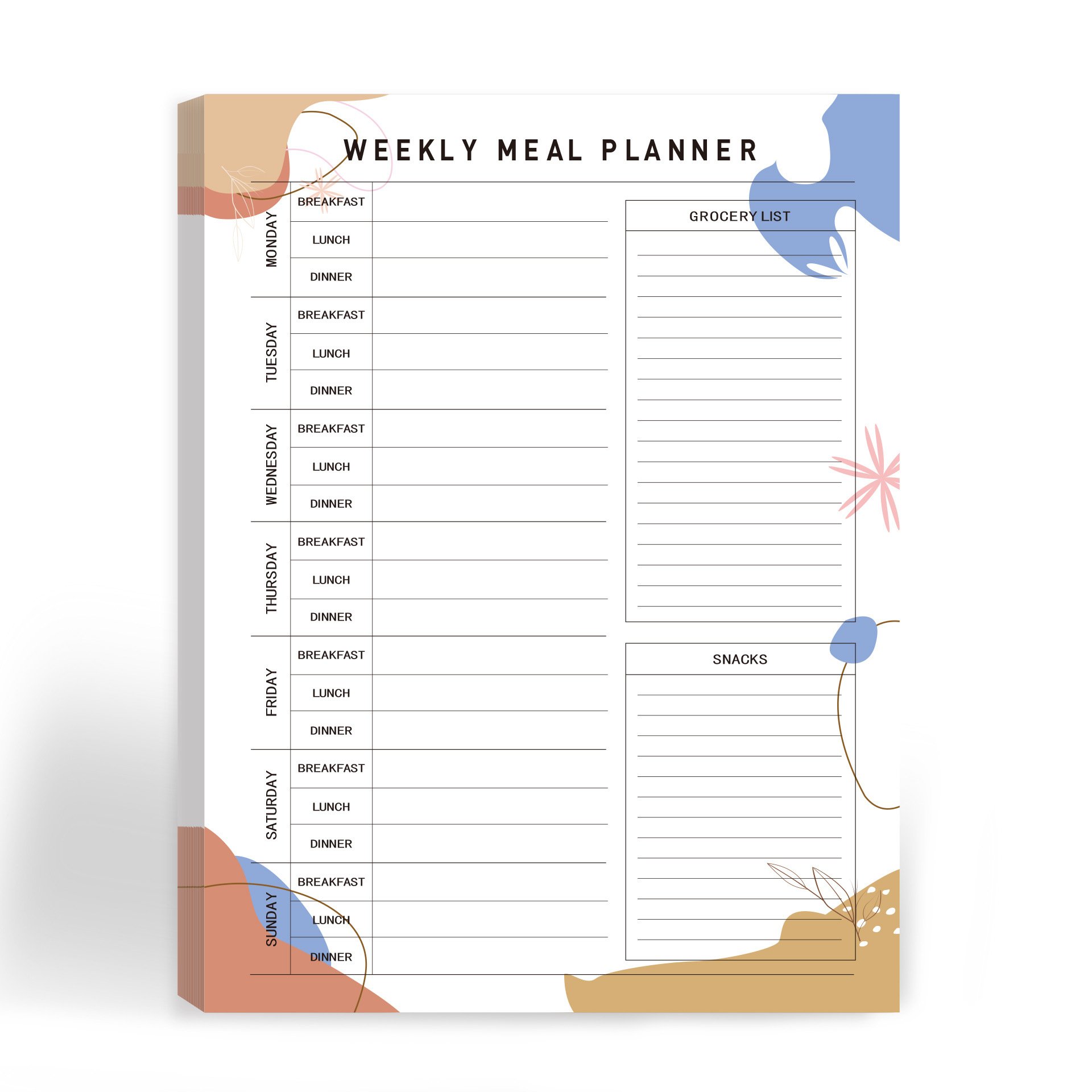 Bloom Magnetic Weekly Meal Planning Pad Hanging Fridge Organizer Magnets Notepad Food/Menu Daily Planners Weekly Organizer Memo