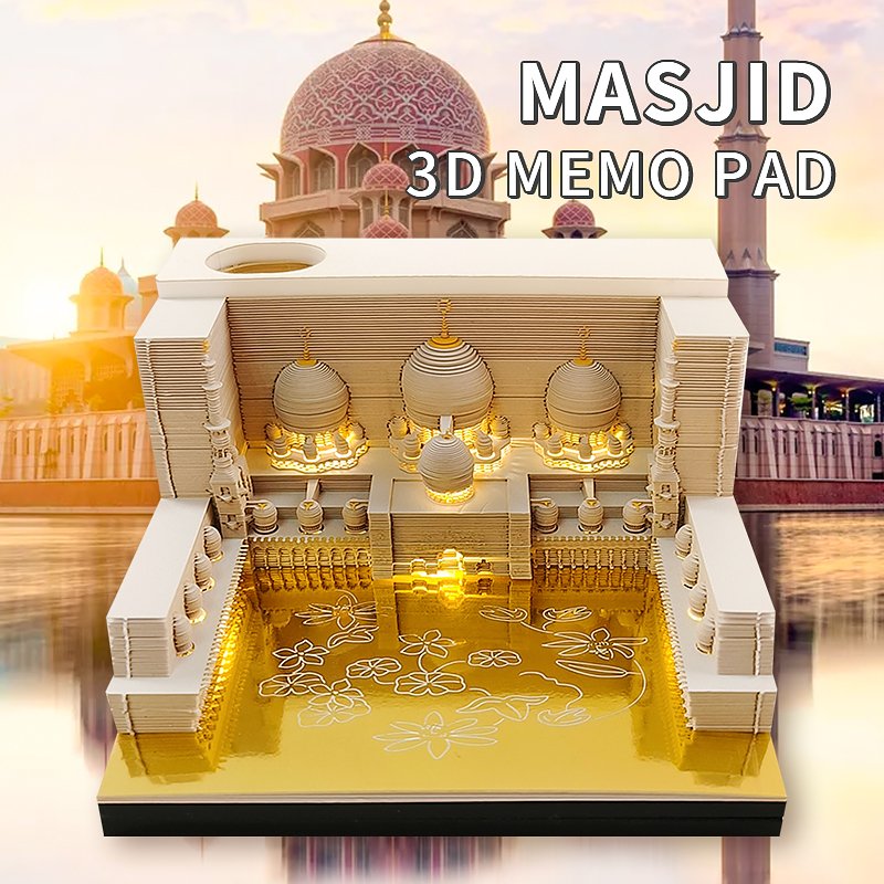 Stationary and Desktop Gift 3D Architectural Masjid Model Paper Mosque Note Memo Pad