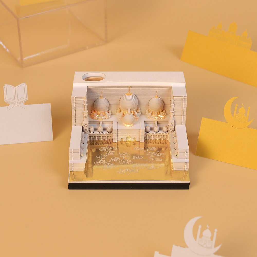Stationary and Desktop Gift 3D Architectural Masjid Model Paper Mosque Note Memo Pad