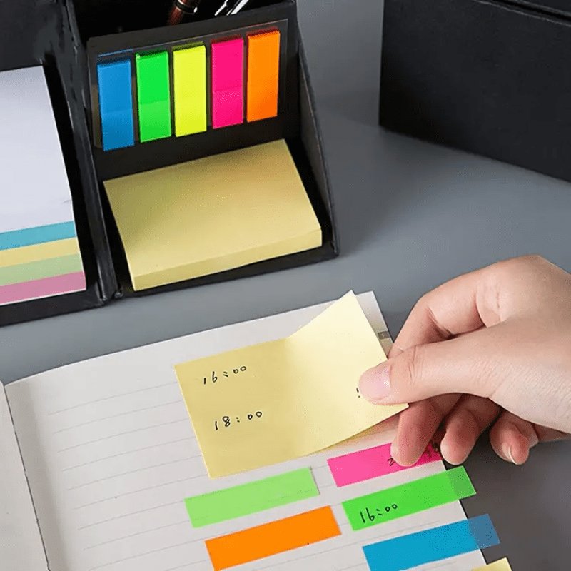 Custom Promotion Print Gift For Office 675 Pages Foldable Square Cube Kraft Paper Sticky Note Suit Memo Pad Box With Pen Holder
