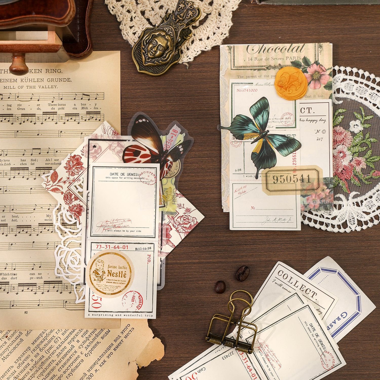50 sheets/pack Basic Material Memo Memory Monologue Series Retro Collage Writing Paper 4 styles