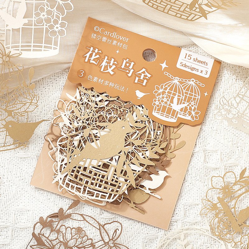 15pcs/pack Skeleton Lace Pack Quiet Garden Series Material