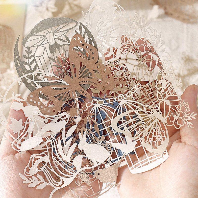 15pcs/pack Skeleton Lace Pack Quiet Garden Series Material