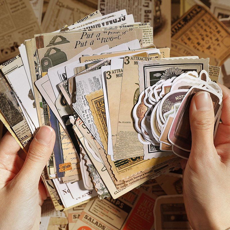 Simno 200pcs Retro Scrapbook Material Paper Journal Decoration Memo Pad stationery products Vintage Scrapbooking Supplies