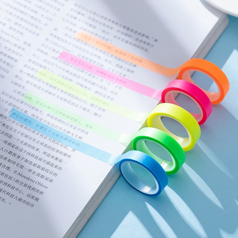 Fluorescent Sticky Notes Highlight Strips Coloured Transparent Sticky Notes Highlighter Tape Removable Coloured Tags Index Tabs