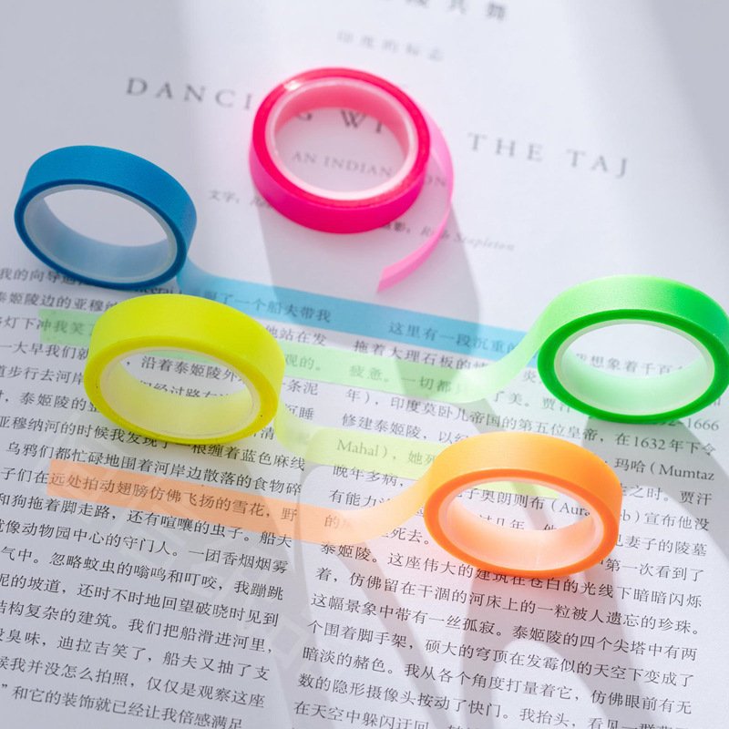 Fluorescent Sticky Notes Highlight Strips Coloured Transparent Sticky Notes Highlighter Tape Removable Coloured Tags Index Tabs