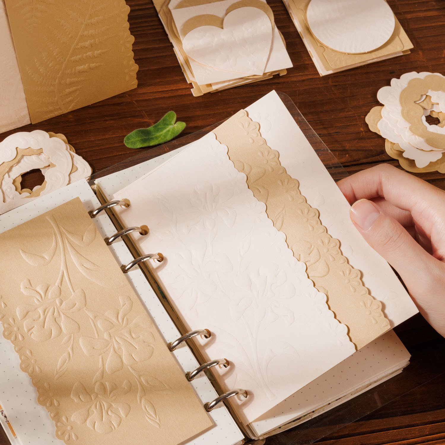 40 Pieces/Pack Sample Data Floating Flower Sea Series Special-Shaped Relief Journal Decoration 4 Options