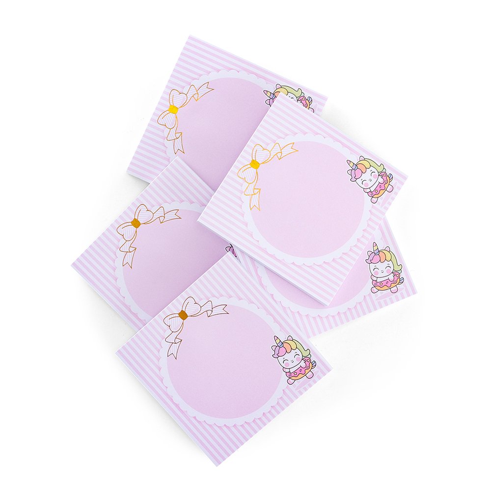 Promote High Quality Custom Design Cute Memopad Stationery Kawaii Bow Style Gold Foil Sticky Notes