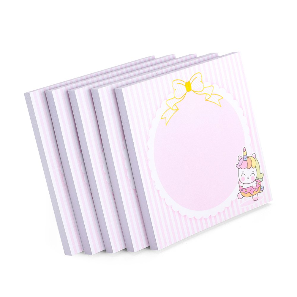 Promote High Quality Custom Design Cute Memopad Stationery Kawaii Bow Style Gold Foil Sticky Notes