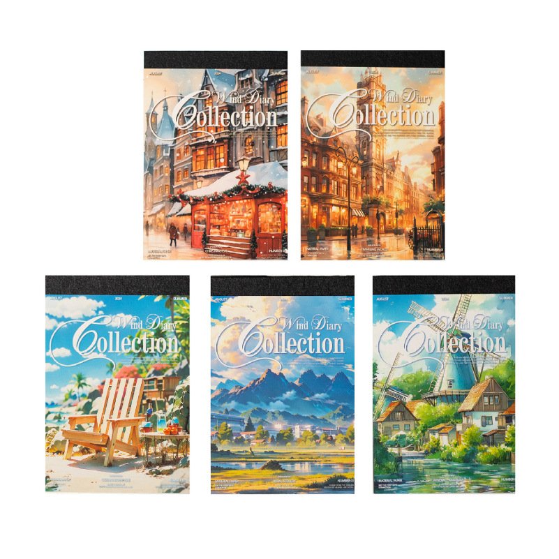 50pcs/pack Scenic Theme Material Book Picnic Diary Series White Kraft Paper with Collage Backing