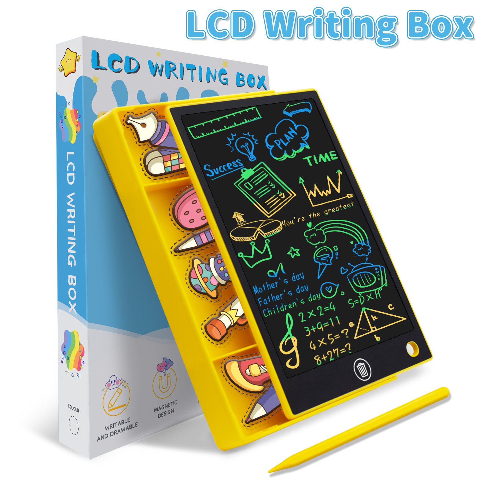 Stationery box 9.5 inch LCD digital electronic memo pad drawing boards multi color screen writing box