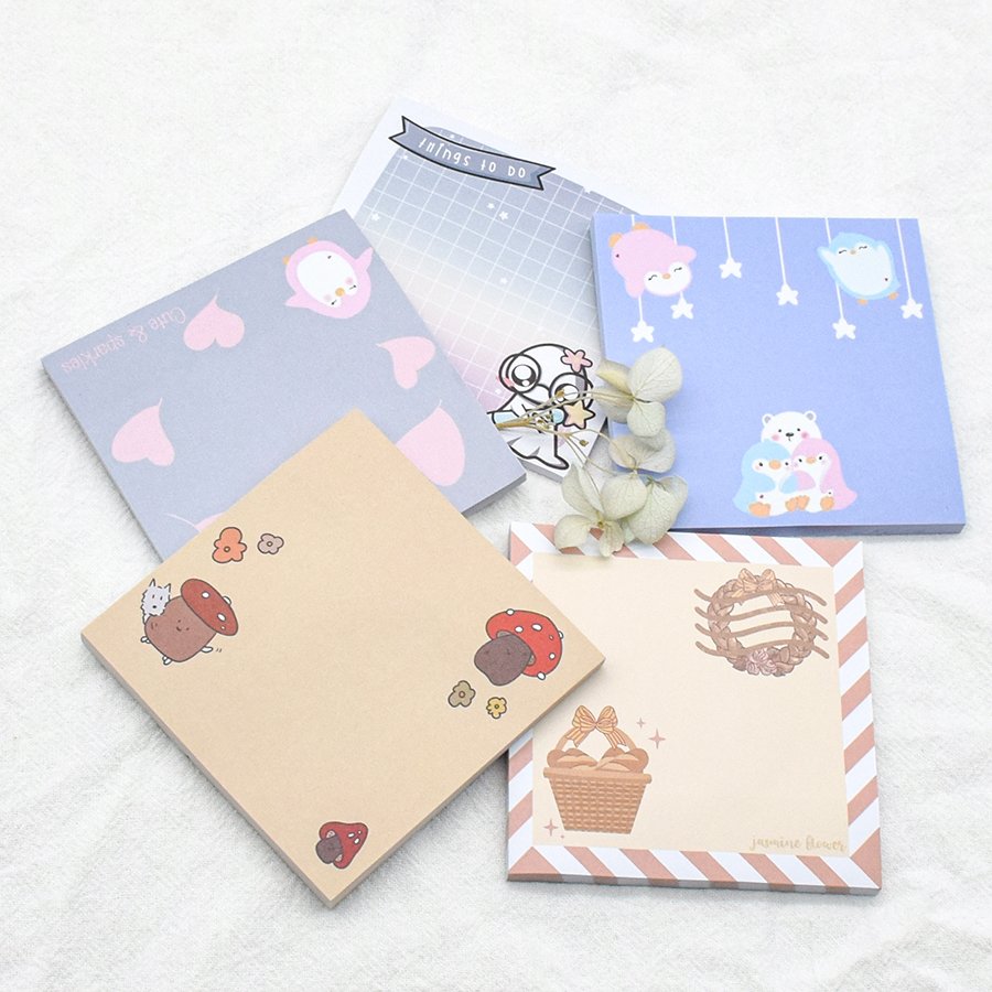 Unique cute stationary 4 X 6 Inch Handmade custom printed kawaii memo pad with logo tear off notepad with 50 sheets