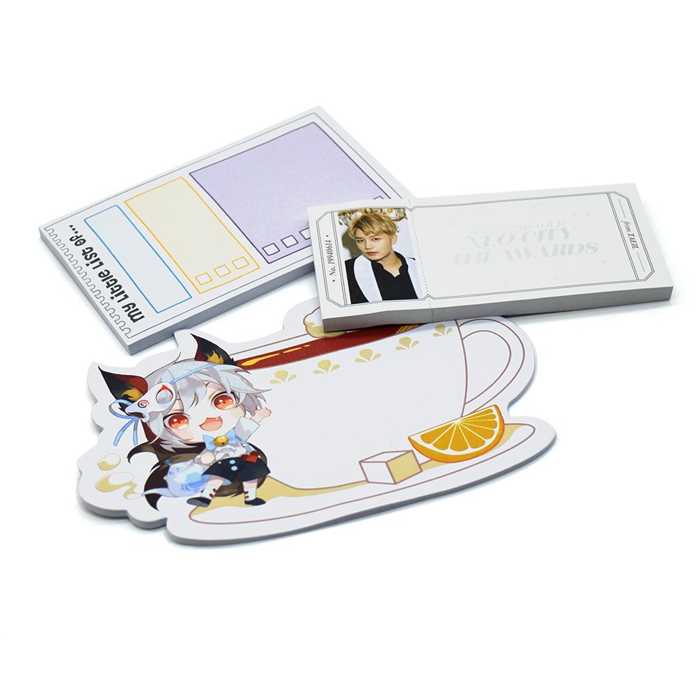 Unique cute stationary 4 X 6 Inch Handmade custom printed kawaii memo pad with logo tear off notepad with 50 sheets