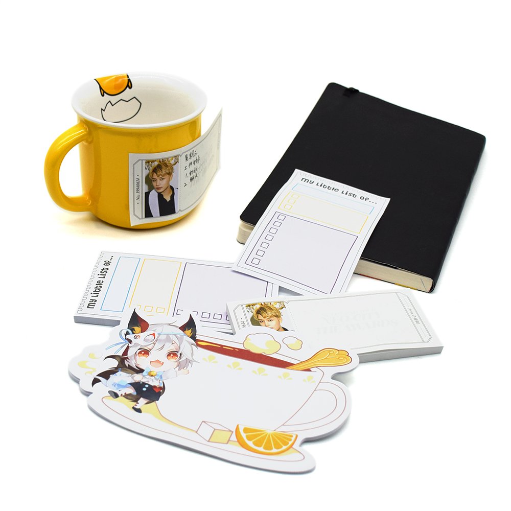 Unique cute stationary 4 X 6 Inch Handmade custom printed kawaii memo pad with logo tear off notepad with 50 sheets