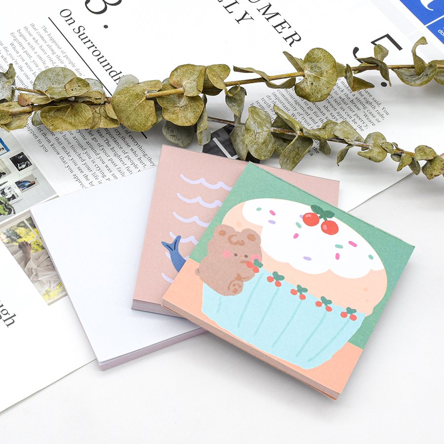 Unique cute stationary 4 X 6 Inch Handmade custom printed kawaii memo pad with logo tear off notepad with 50 sheets