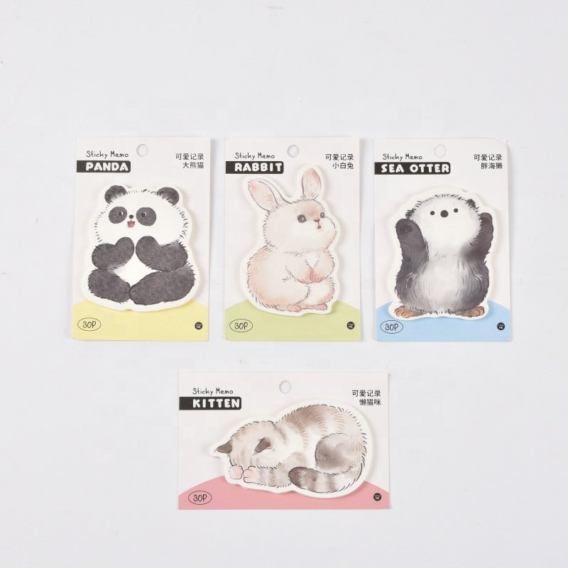 Kawai Cat shape sticky note pad cute cartoon animal shape mini sticky memo pad cat foot shape adhesive note pad for wholesale