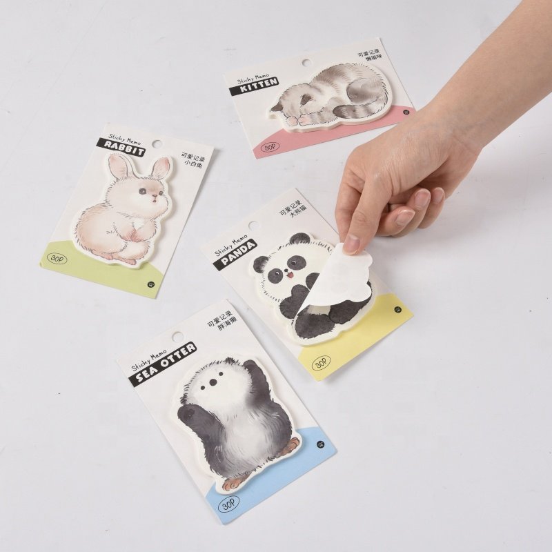 Kawai Cat shape sticky note pad cute cartoon animal shape mini sticky memo pad cat foot shape adhesive note pad for wholesale