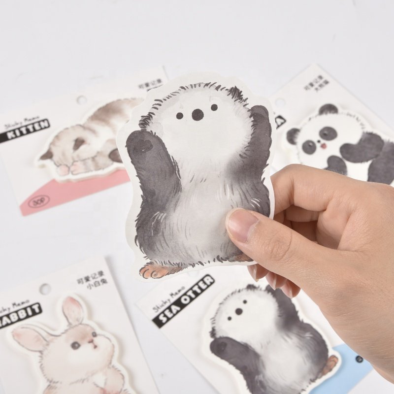 Kawai Cat shape sticky note pad cute cartoon animal shape mini sticky memo pad cat foot shape adhesive note pad for wholesale