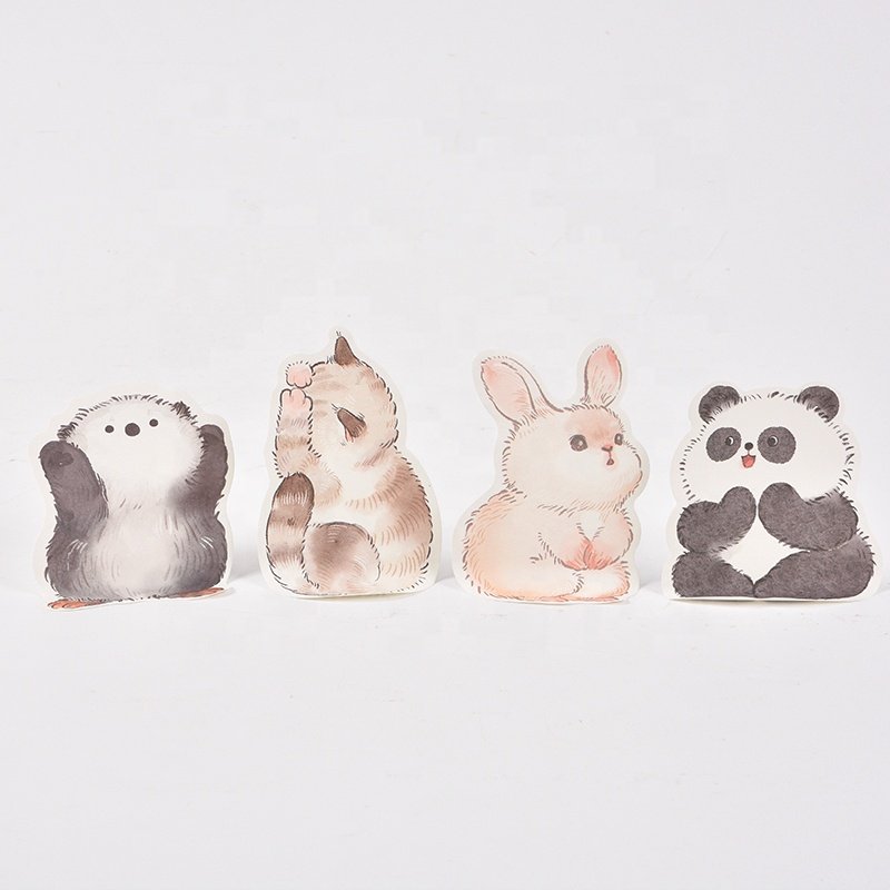 Kawai Cat shape sticky note pad cute cartoon animal shape mini sticky memo pad cat foot shape adhesive note pad for wholesale
