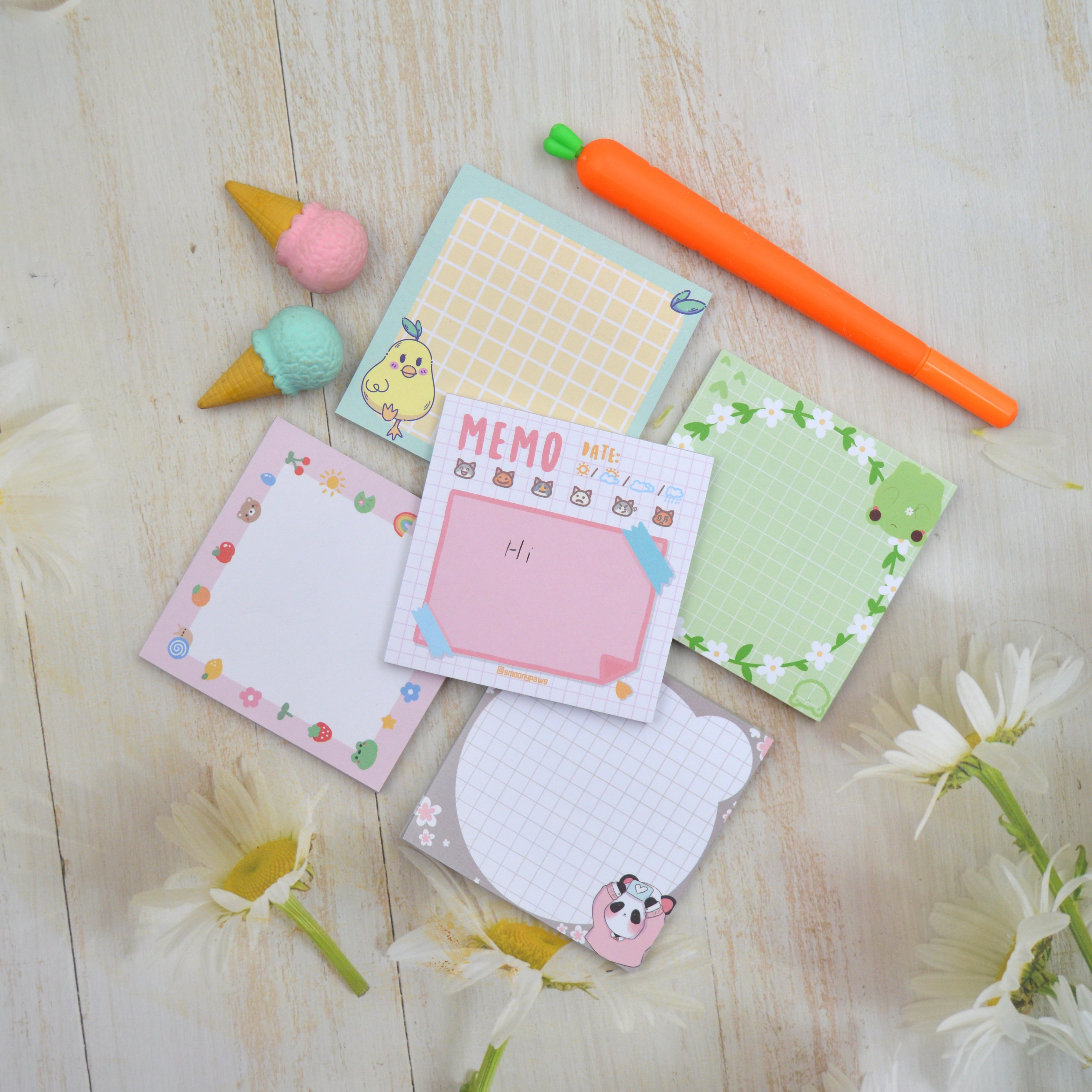Customized Printing Cute Style Notepad Creative Cartoon Square Sticker Stationery Sticky Note Notepad Memopad