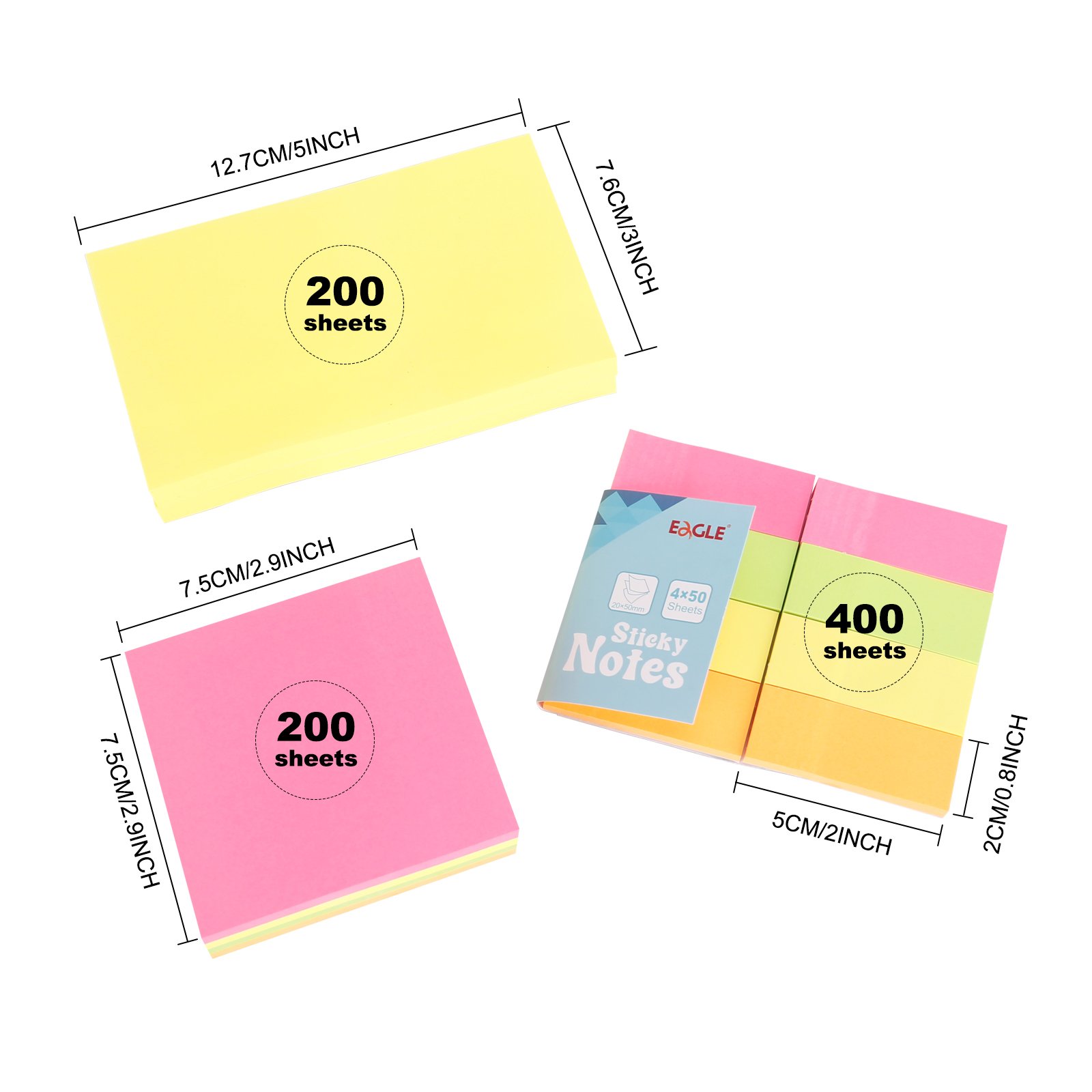 EAGLE Hot Sale Sticky Note 20x50mm/75x75mm/76x127MM Removable Sticky Notes For Office Supply