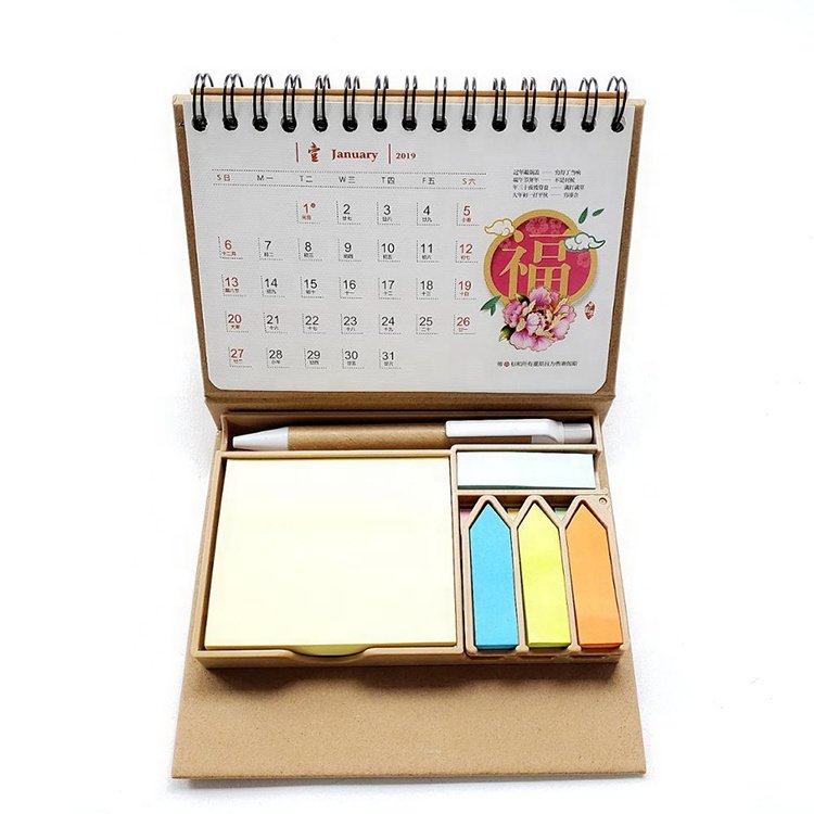 Custom Design Creative Cardboard Monthly inspirational Desk Calendar Printing with Memo Notes Pad