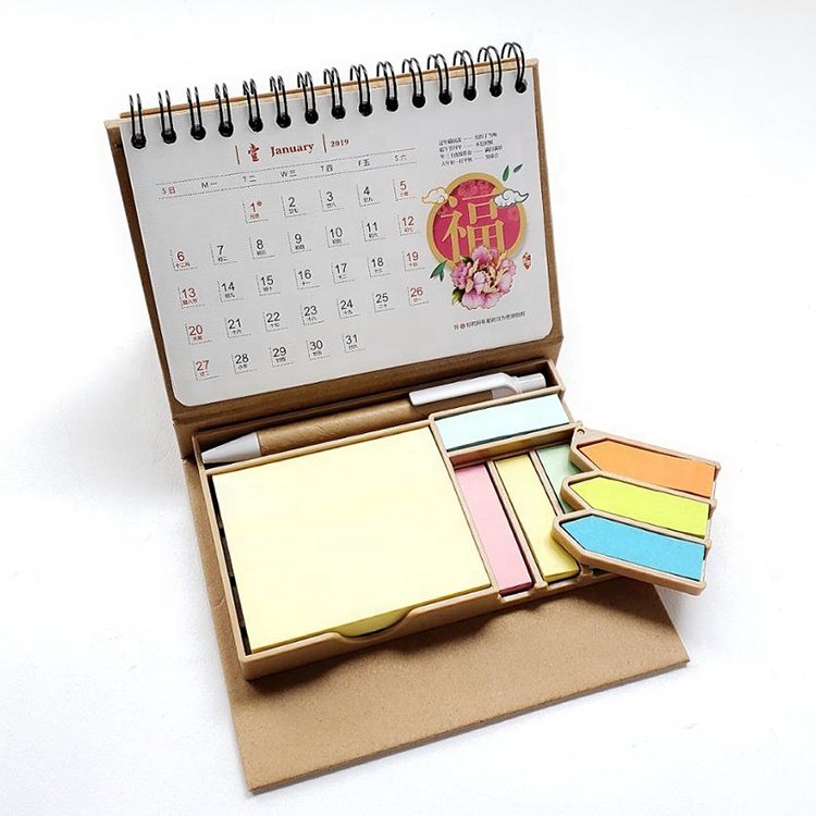 Custom Design Creative Cardboard Monthly inspirational Desk Calendar Printing with Memo Notes Pad