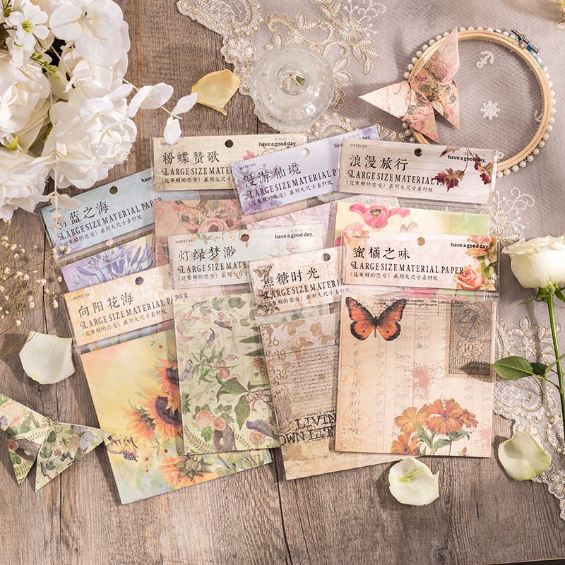 30pcs/pack Bouquet-like Love Series DIY Material Paper Retro Artistic Journal Decoration Base Paper 8 Models