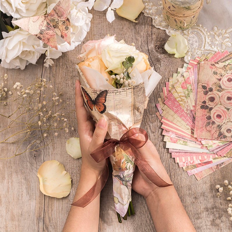 30pcs/pack Bouquet-like Love Series DIY Material Paper Retro Artistic Journal Decoration Base Paper 8 Models