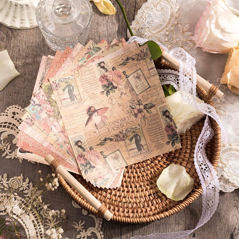30pcs/pack Bouquet-like Love Series DIY Material Paper Retro Artistic Journal Decoration Base Paper 8 Models
