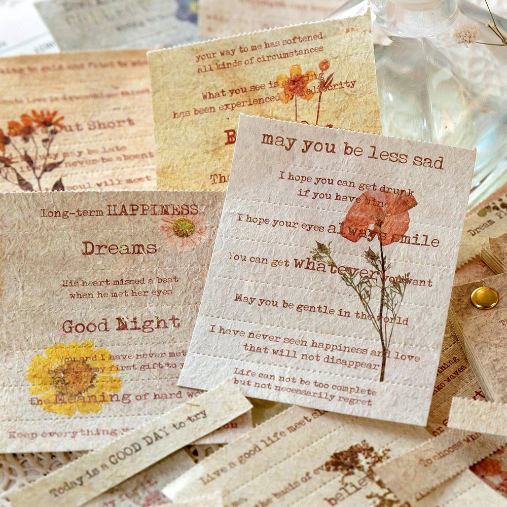 25pcs/pack Material Paper Book Flower Letter Style Special Paper Text Strip Can Be Torn Notebook DIY Decorative Base 6 Models
