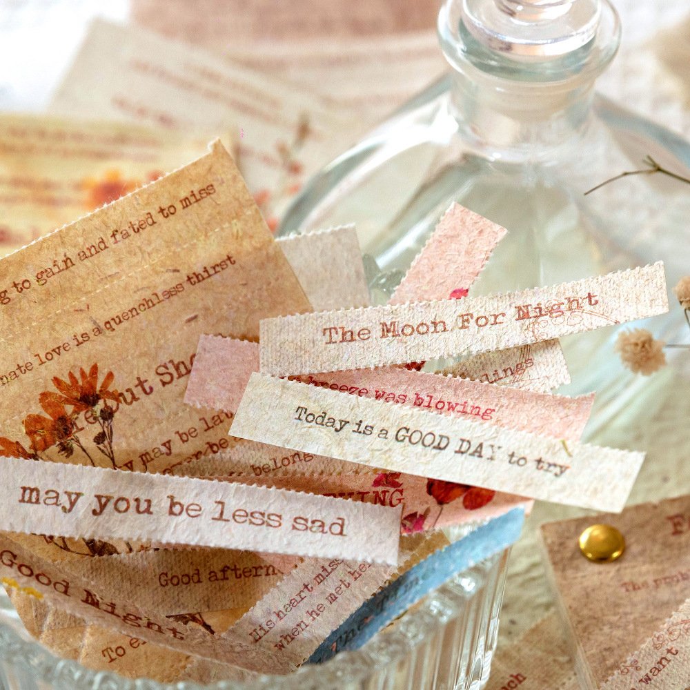 25pcs/pack Material Paper Book Flower Letter Style Special Paper Text Strip Can Be Torn Notebook DIY Decorative Base 6 Models
