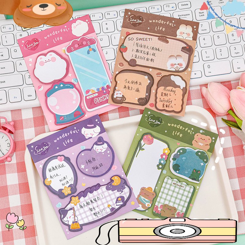 Cartoon Papeleria Combination Sticky Notes Kawaii Sticky Notes Memo Pads Stationary School Supplies