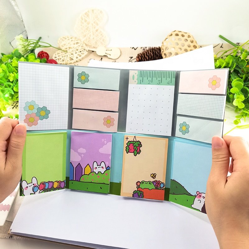 Manufacturer stationery customized kawaii cute die cut sticky notes memo pads set