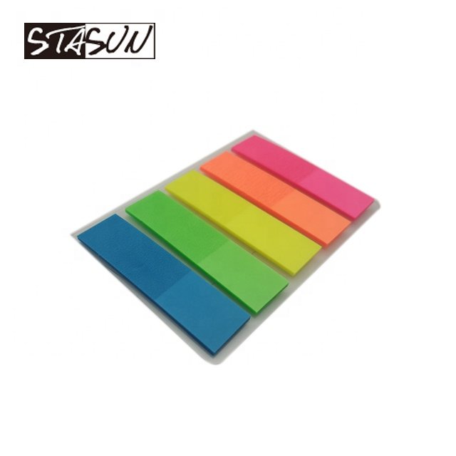 STASUN 5 colour Plastic PET memo index tabs flags leaf pad film index sticky note book mark pad