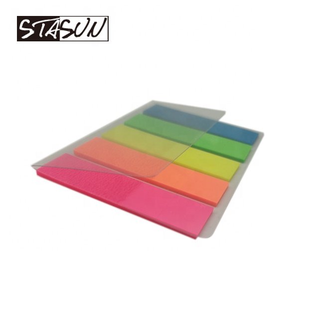 STASUN 5 colour Plastic PET memo index tabs flags leaf pad film index sticky note book mark pad