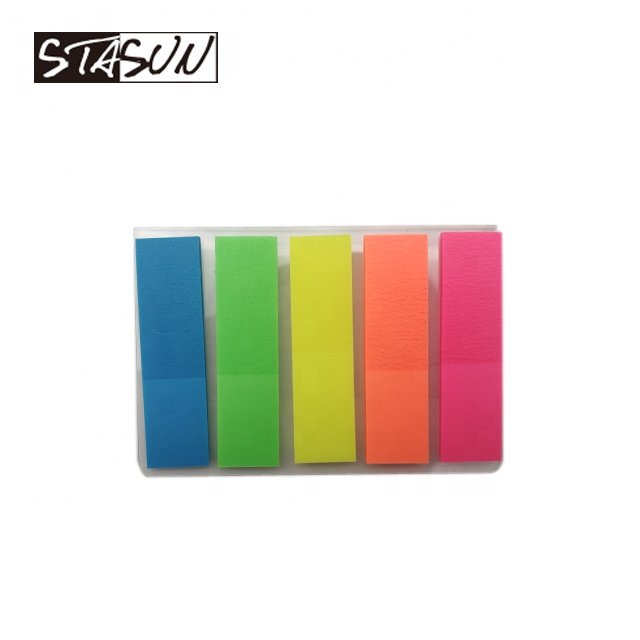 STASUN 5 colour Plastic PET memo index tabs flags leaf pad film index sticky note book mark pad