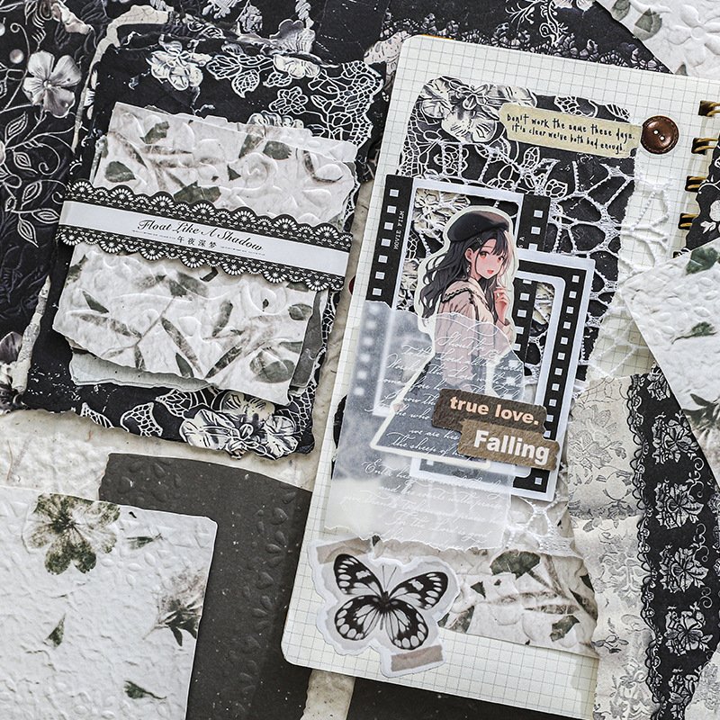 20pcs/pack Paper trail dual material torn edge embossed material paper floating flower if shadow series retro collage handbook