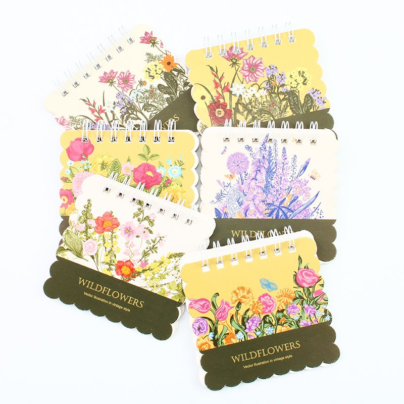 Custom Floral Printed Spiral Mini Pocket Ruled Paper Notebook Journal Book Notepad