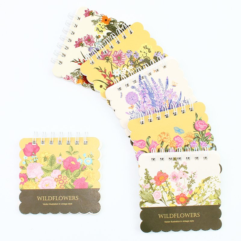 Custom Floral Printed Spiral Mini Pocket Ruled Paper Notebook Journal Book Notepad