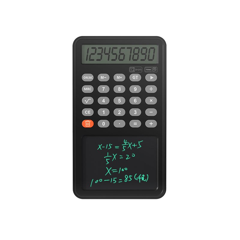 Portable business calculator LCD writing board, 12 digit calculator, office notepad, notepad calculator with writing board