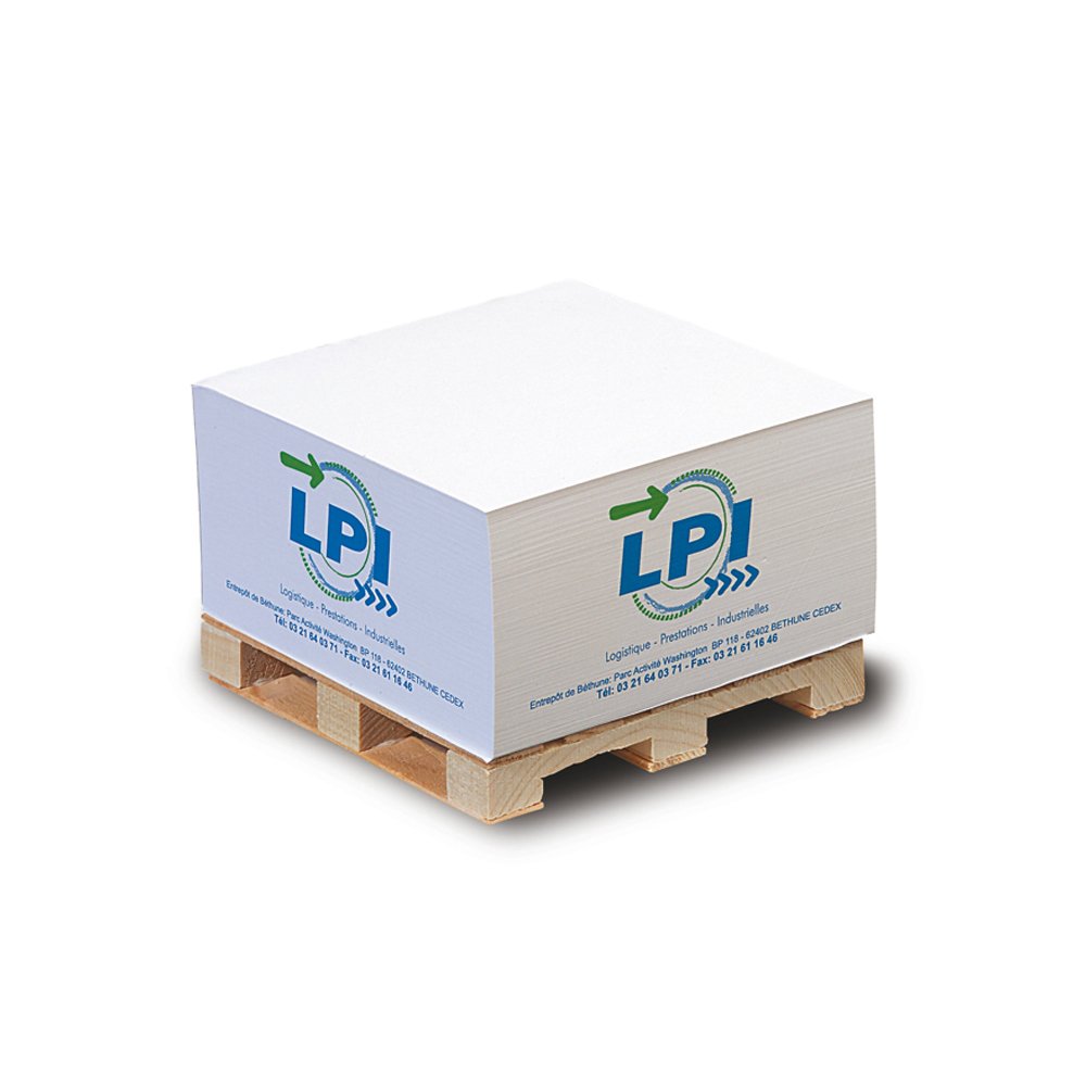 Sticky Note Cube Memo Block Printed on 4 Sides With Wood Pallet