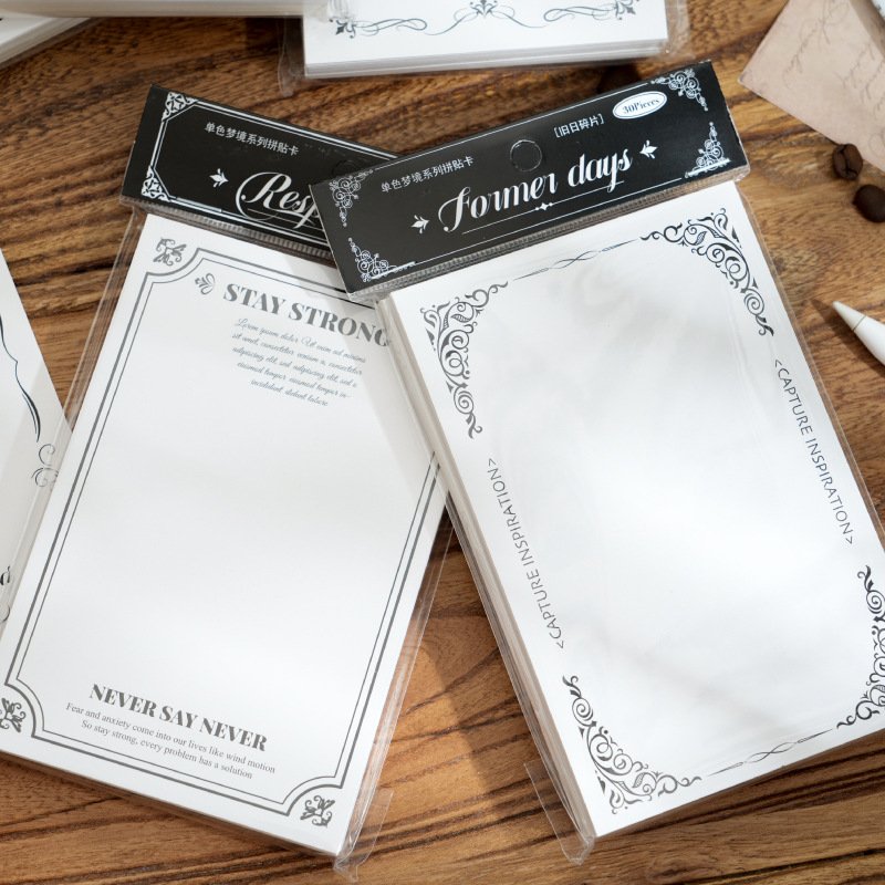 30pcs/pack collage card monochrome dream series vintage border handbook DIY material decoration