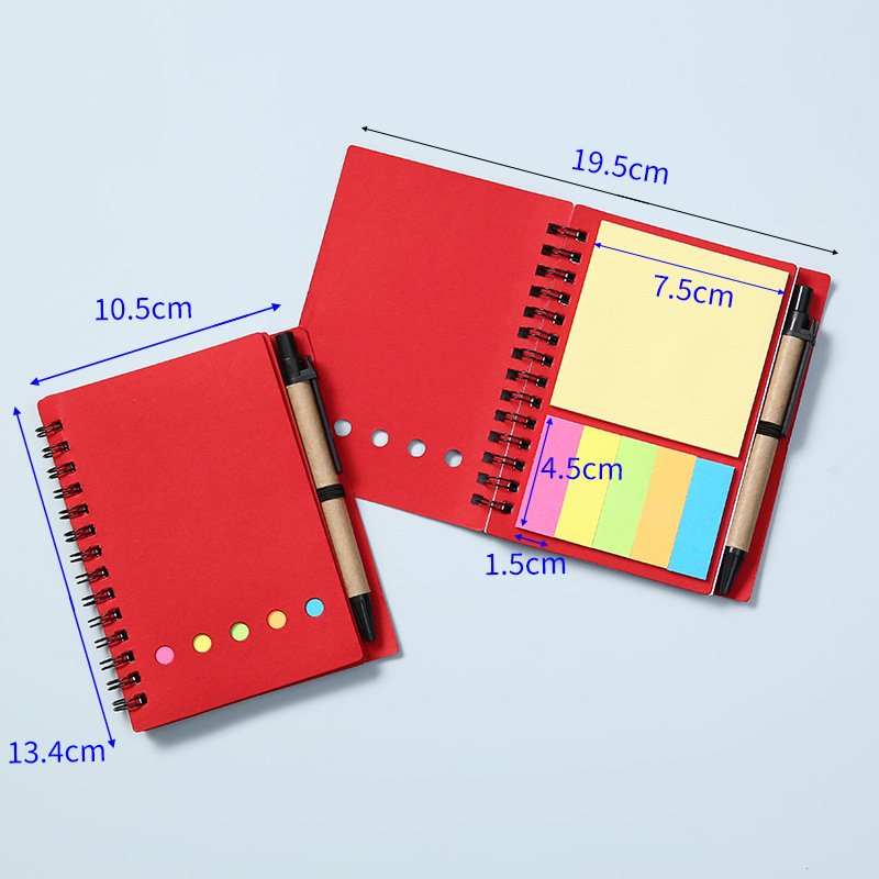 Promotional Custom Logo Notepad with Sticky Notes and Eco-friendly Pen Loose Leaf Kraft Paper Cover Fancy Stationery