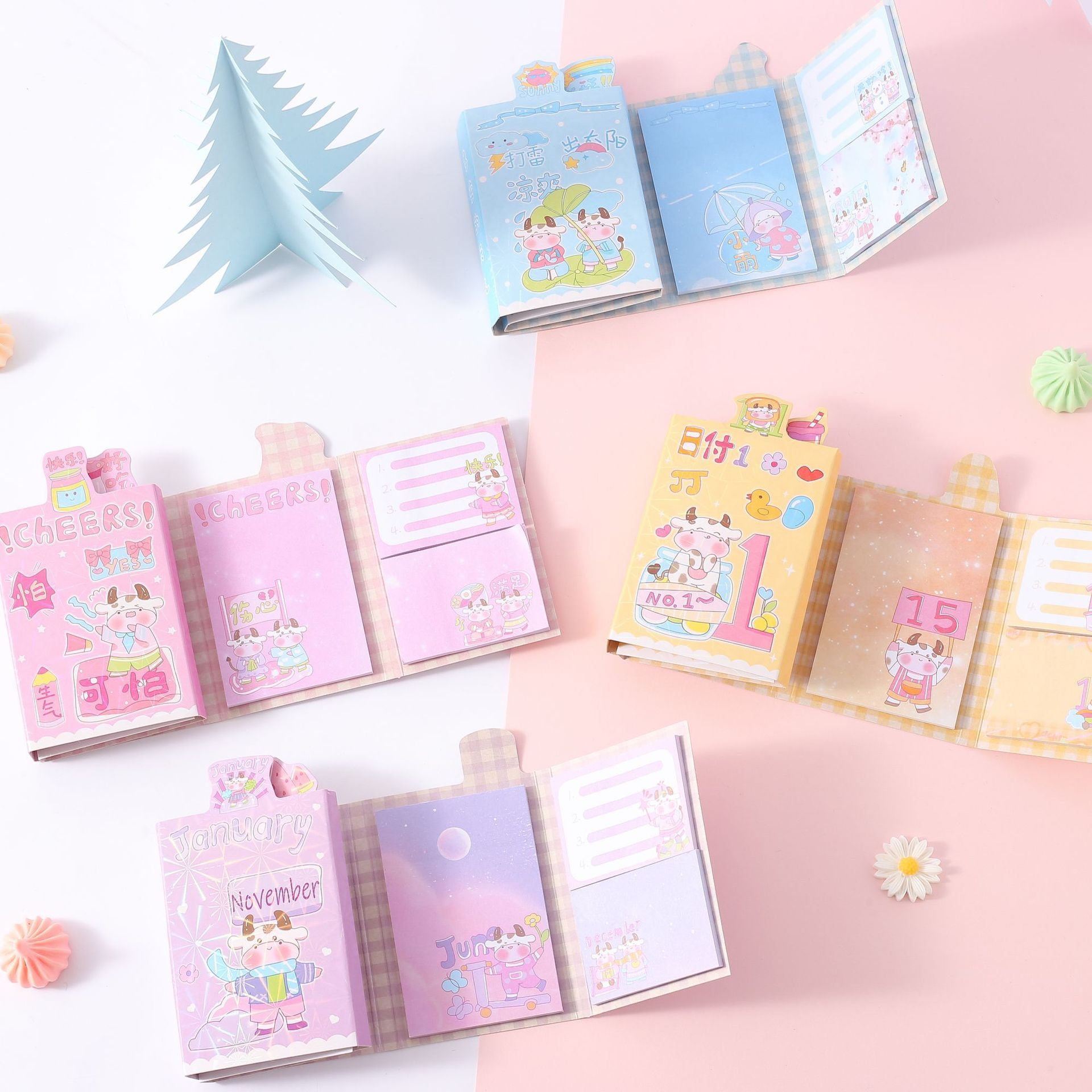 custom memo pads Folding Portable Pink Cartoon Character sticky notes Alien Notepad