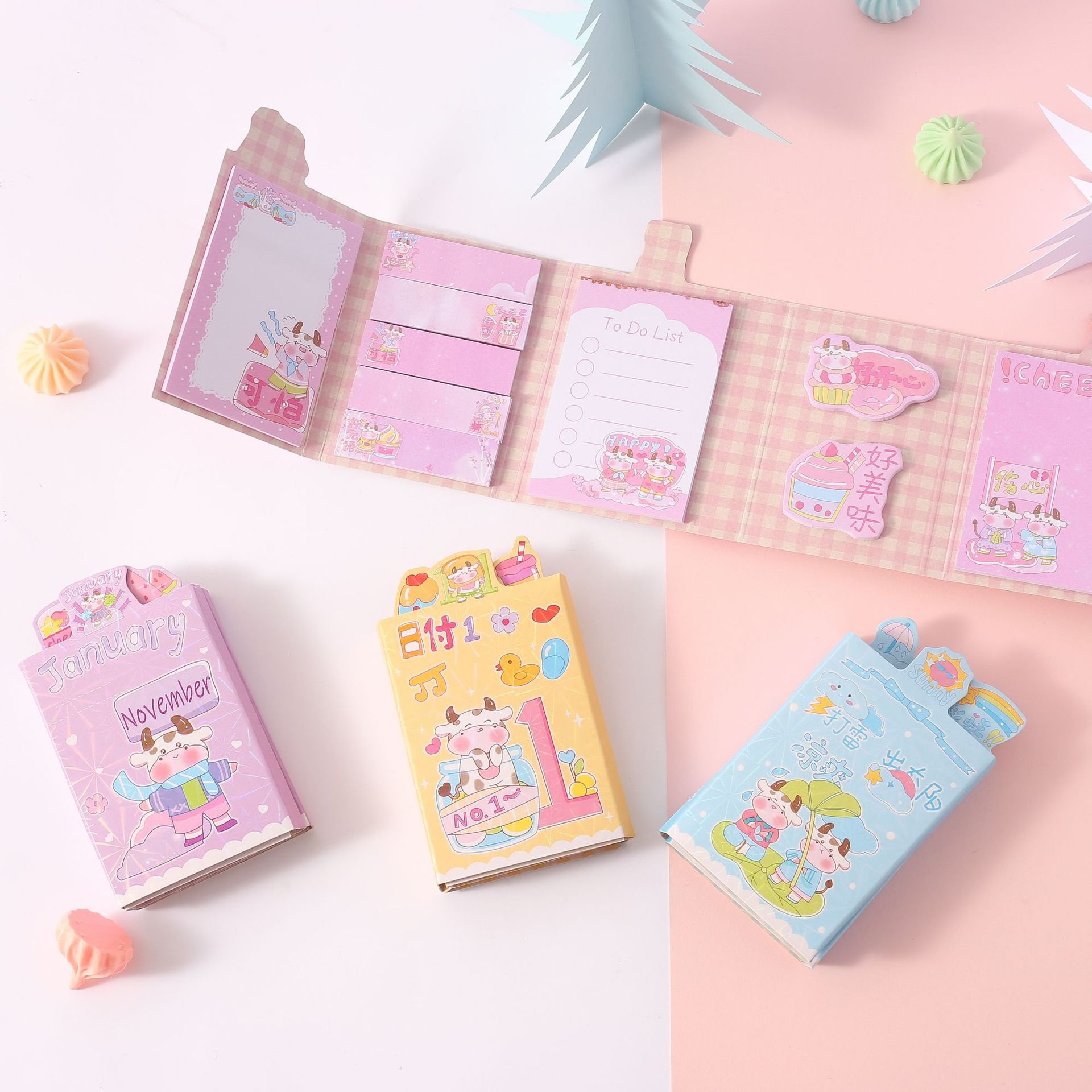 custom memo pads Folding Portable Pink Cartoon Character sticky notes Alien Notepad