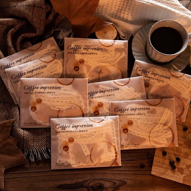 30 Pieces/Pack Memo Paper Pad Sample Data Coffee Impression Series Coffee Stain Theme Journal Decoration Sample Data
