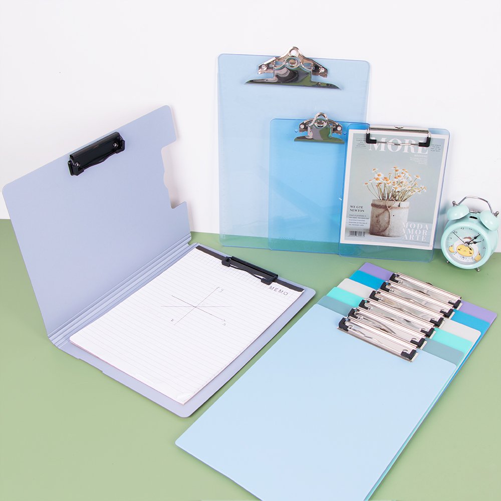 SUNSHING A4 File Folder Clipboard Writing Pad Memo Clip Double Board Paper Clips Test Paper Organizer Foldable Document Holder